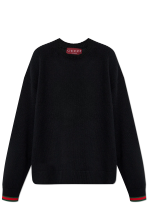 Versace Sweater with logo finished with shimmering crystals